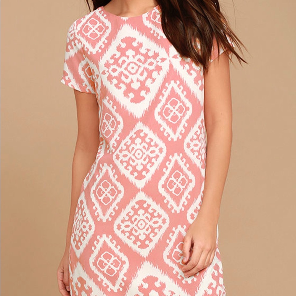 Lulu’s Blush Pink Patterned Shift Dress